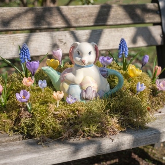 Hermitage Pottery Other - Vintage 1996 Hermitage Pottery Easter Bunny Teapot Limited Edition DT-710 Pastel
